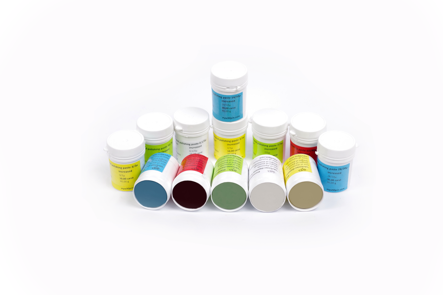 Oil-based increased concentration diamond paste. Set of 13pcs
