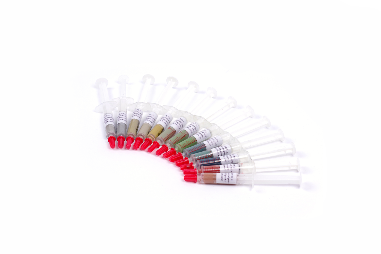 Oil-based increased concentration diamond paste. Set of 13pcs syringe 2g.