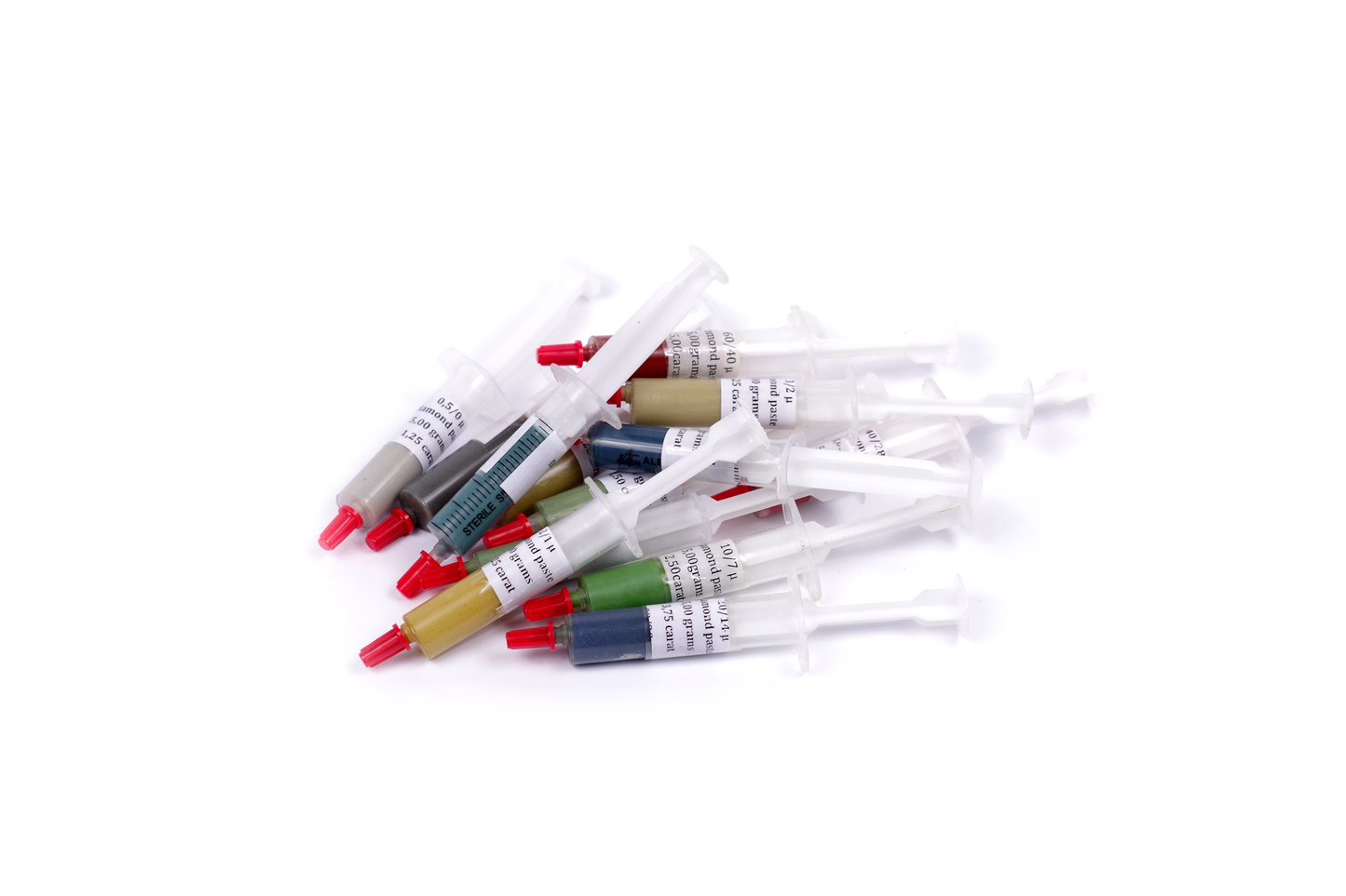 Oil-based increased concentration diamond paste. Set of 13pcs syringe 5g.